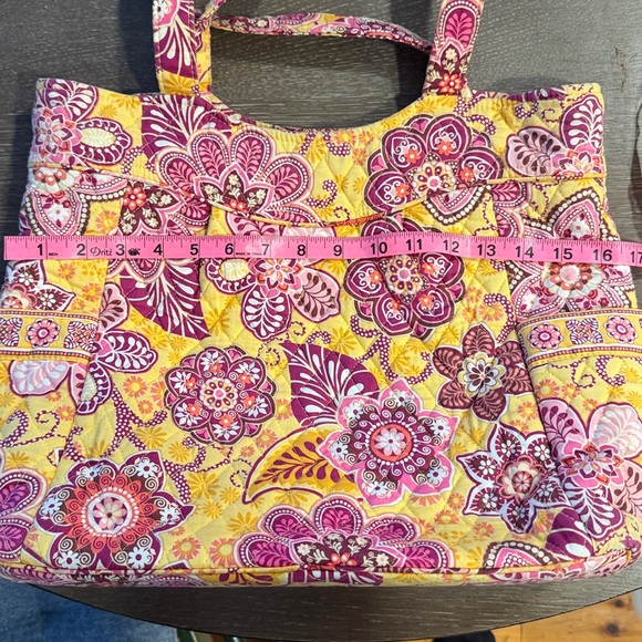 Bali Gold Floral Quilted Tote Bag Yellow and Pink vintage Boho Retired Bag - Picture 16 of 17